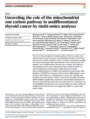 Unraveling the role of the mitochondrial one-carbon pathway in undifferentiated thyroid cancer by multi-omics analyses.