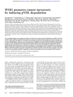 WSB1 promotes tumor metastasis by inducing pVHL degradation.